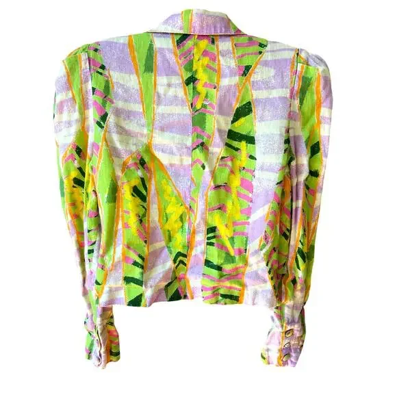 Colin LoCascio Anthropologie 100% Linen Jesse Abstract Blazer S - Picture 3 of 9